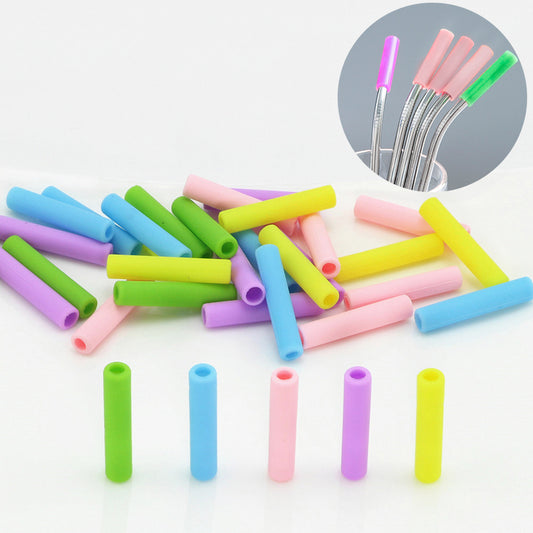 10Pcs 6mm Silicone Reusable Straw Mate Sleeve Drink Teeth Shockproof Protector