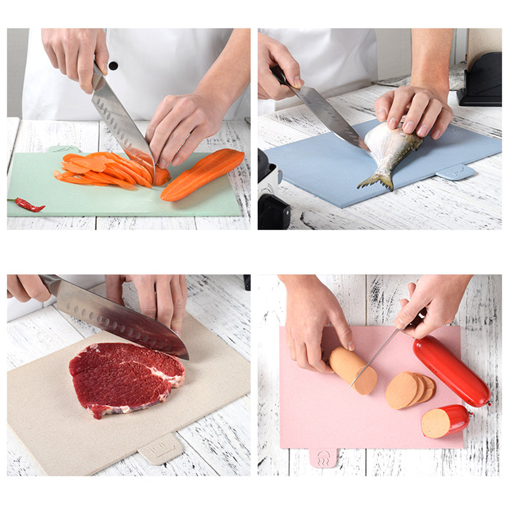 4Pcs Wheat Straw Non-slip Cutting Board Rectangle Chopping Block with Holder