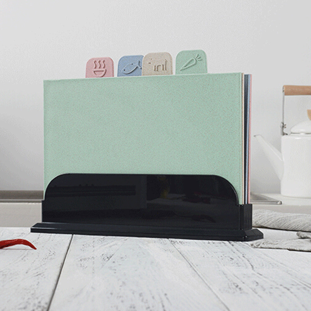 4Pcs Wheat Straw Non-slip Cutting Board Rectangle Chopping Block with Holder