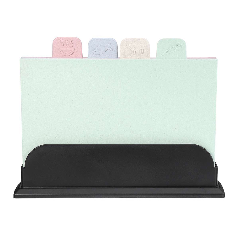 4Pcs Wheat Straw Non-slip Cutting Board Rectangle Chopping Block with Holder