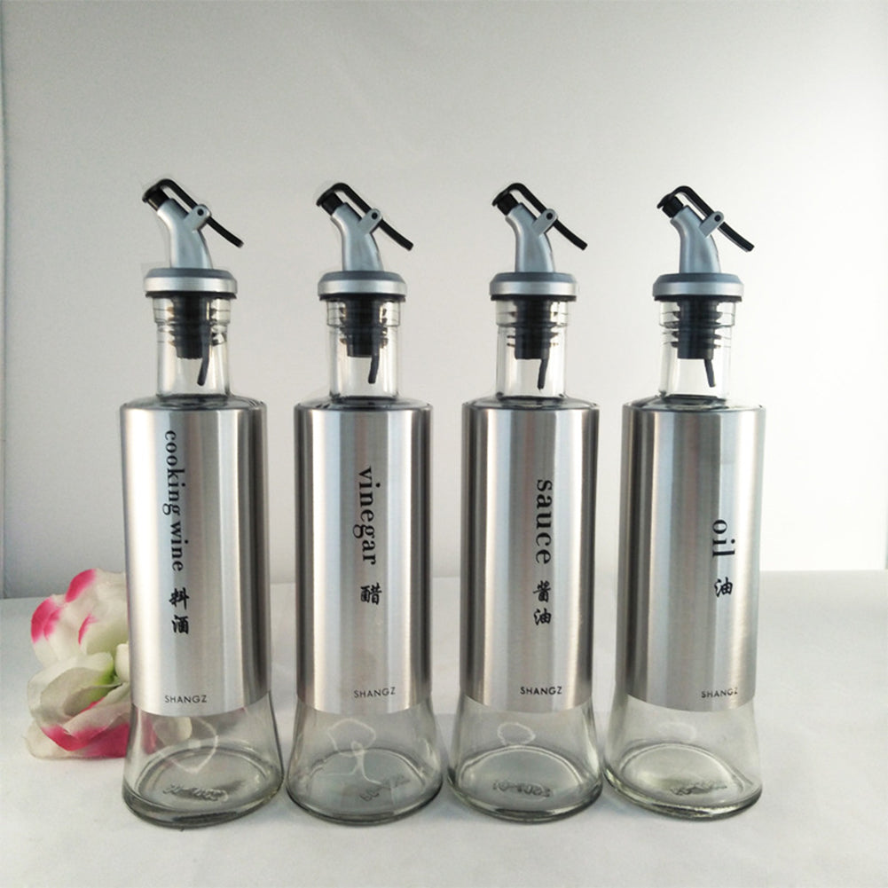 300ml Leakproof Stainless Steel Oil Vinegar Bottle Dispenser Cruet Kitchen Tool
