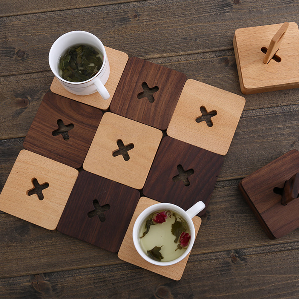 6Pcs Square Wooden Heat Resistant Mat Coaster Coffee Tea Mug Cup Pad Place Mat
