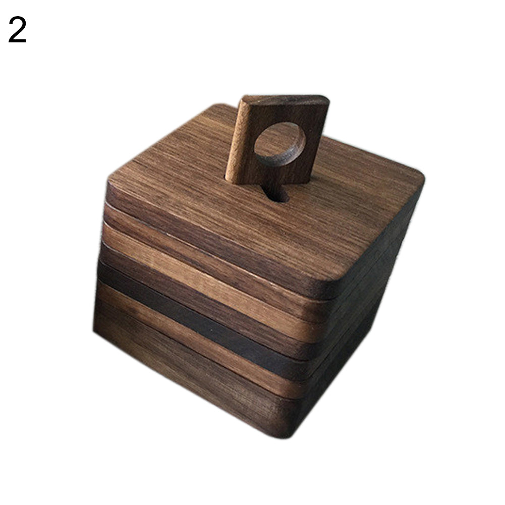 6Pcs Square Wooden Heat Resistant Mat Coaster Coffee Tea Mug Cup Pad Place Mat