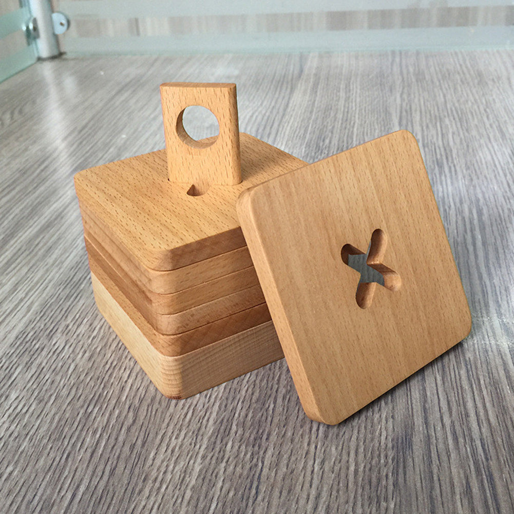 6Pcs Square Wooden Heat Resistant Mat Coaster Coffee Tea Mug Cup Pad Place Mat