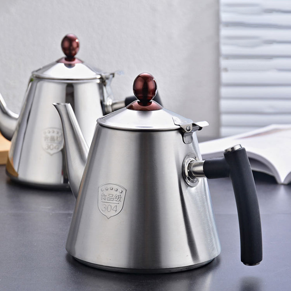 1.2L Stainless Steel Kitchen Brew Tea Coffee Pot Handle Induction Cooker Kettle