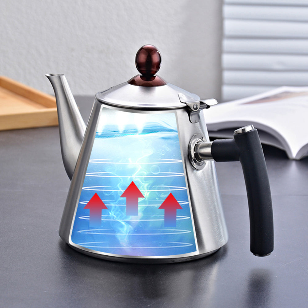 1.2L Stainless Steel Kitchen Brew Tea Coffee Pot Handle Induction Cooker Kettle