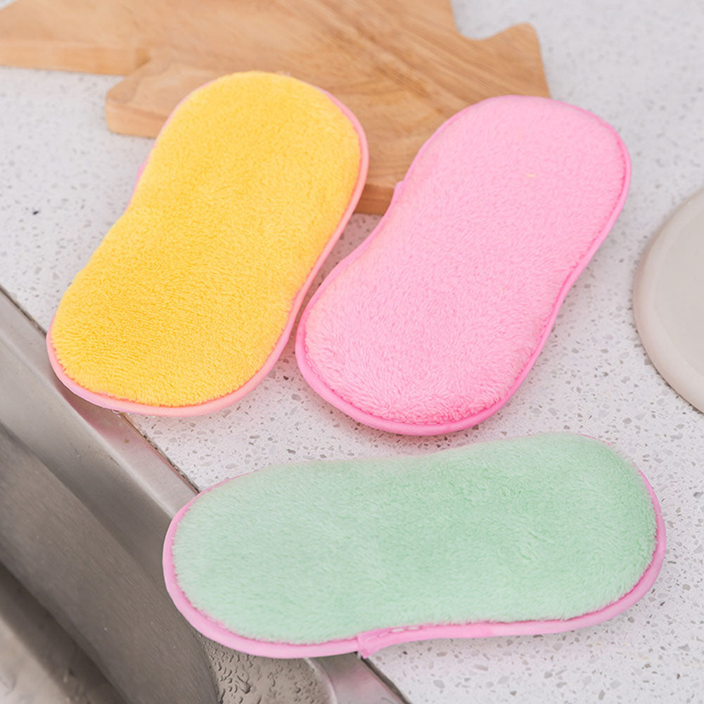 1/6Pcs Household Kitchen Cleaning Pad Dish Washing Cloth Sponge Scourer Brush