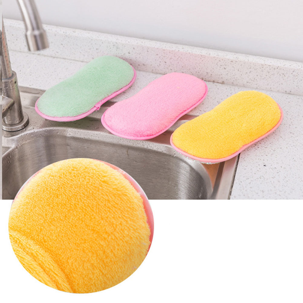 1/6Pcs Household Kitchen Cleaning Pad Dish Washing Cloth Sponge Scourer Brush