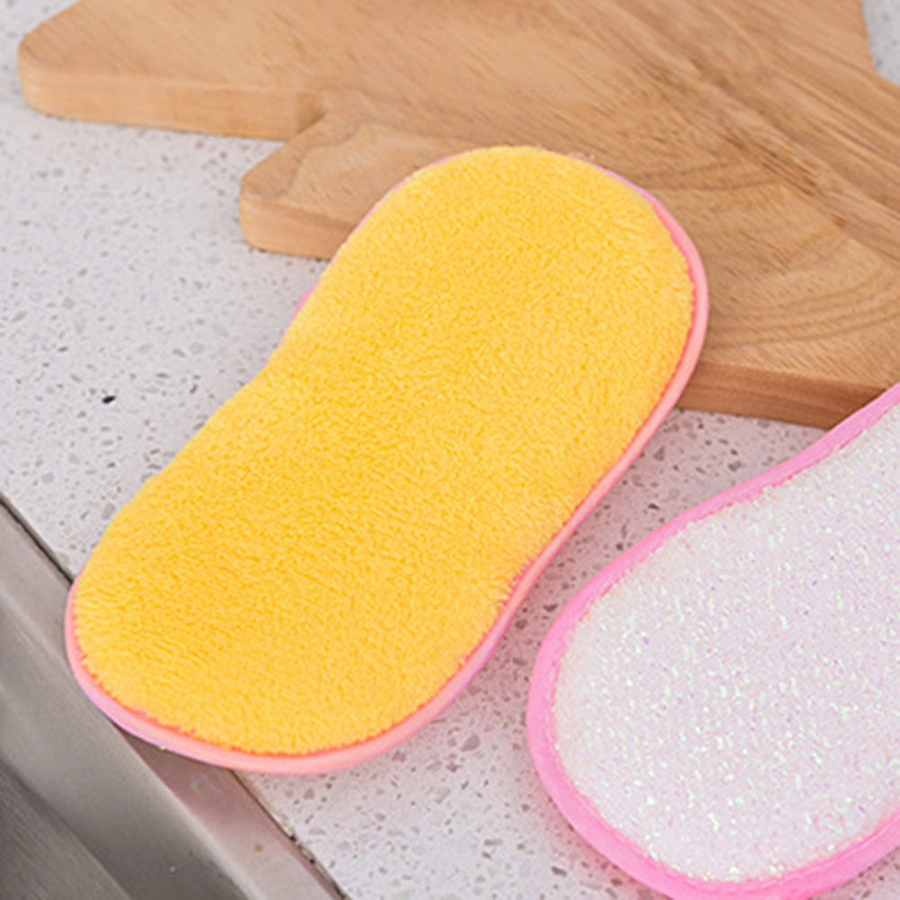 1/6Pcs Household Kitchen Cleaning Pad Dish Washing Cloth Sponge Scourer Brush