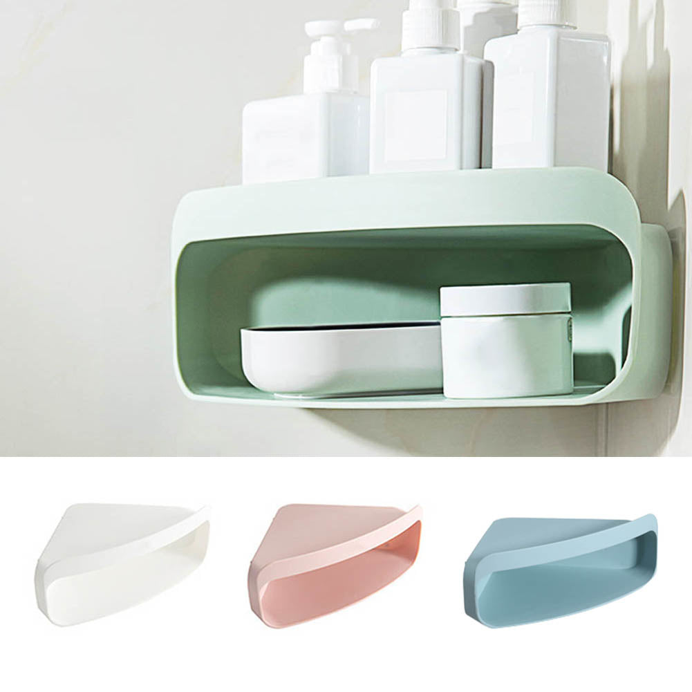 Double Layer Triangle Wall Corner Plastic Bathroom Storage Shelf Rack Home Decor