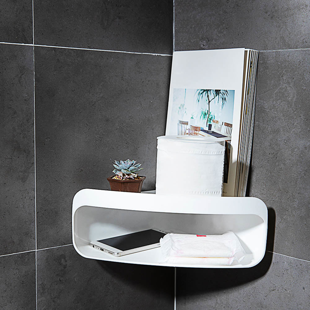 Double Layer Triangle Wall Corner Plastic Bathroom Storage Shelf Rack Home Decor