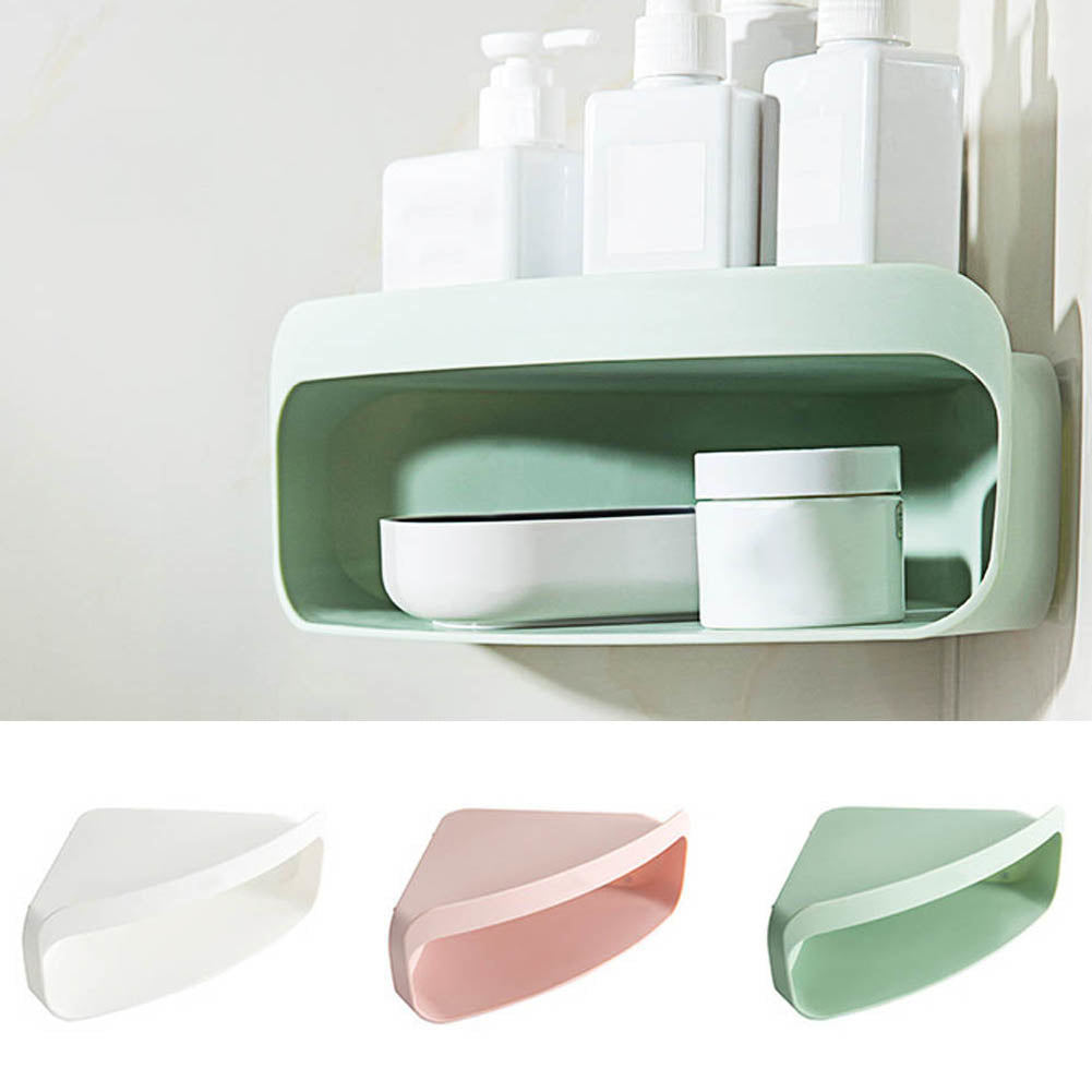 Double Layer Triangle Wall Corner Plastic Bathroom Storage Shelf Rack Home Decor
