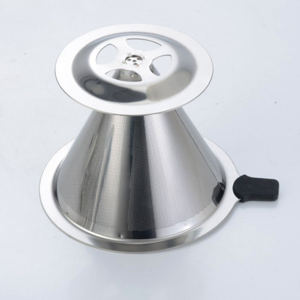 Reusable Stainless Steel Mesh Drip Coffee Filter Cone Cup Brewer Tool with Base