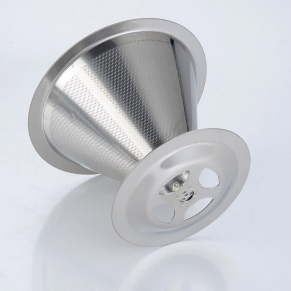 Reusable Stainless Steel Mesh Drip Coffee Filter Cone Cup Brewer Tool with Base