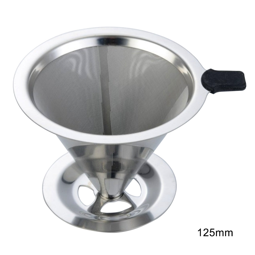 Reusable Stainless Steel Mesh Drip Coffee Filter Cone Cup Brewer Tool with Base