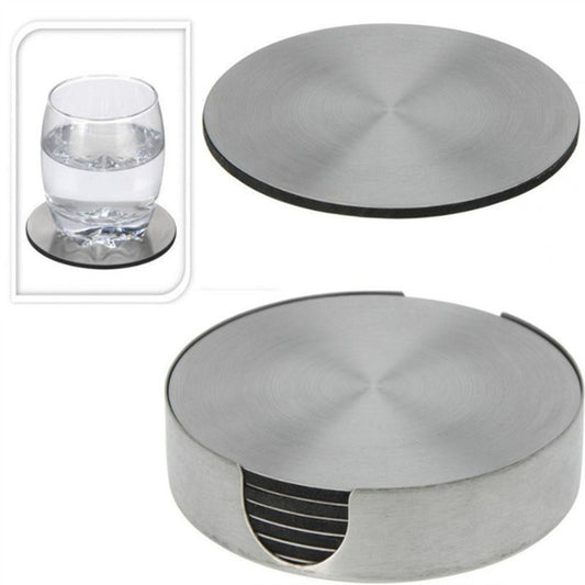 6Pcs/Set Stainless Steel Round Heat Insulation Coaster Mug Cup Pad Table Mat