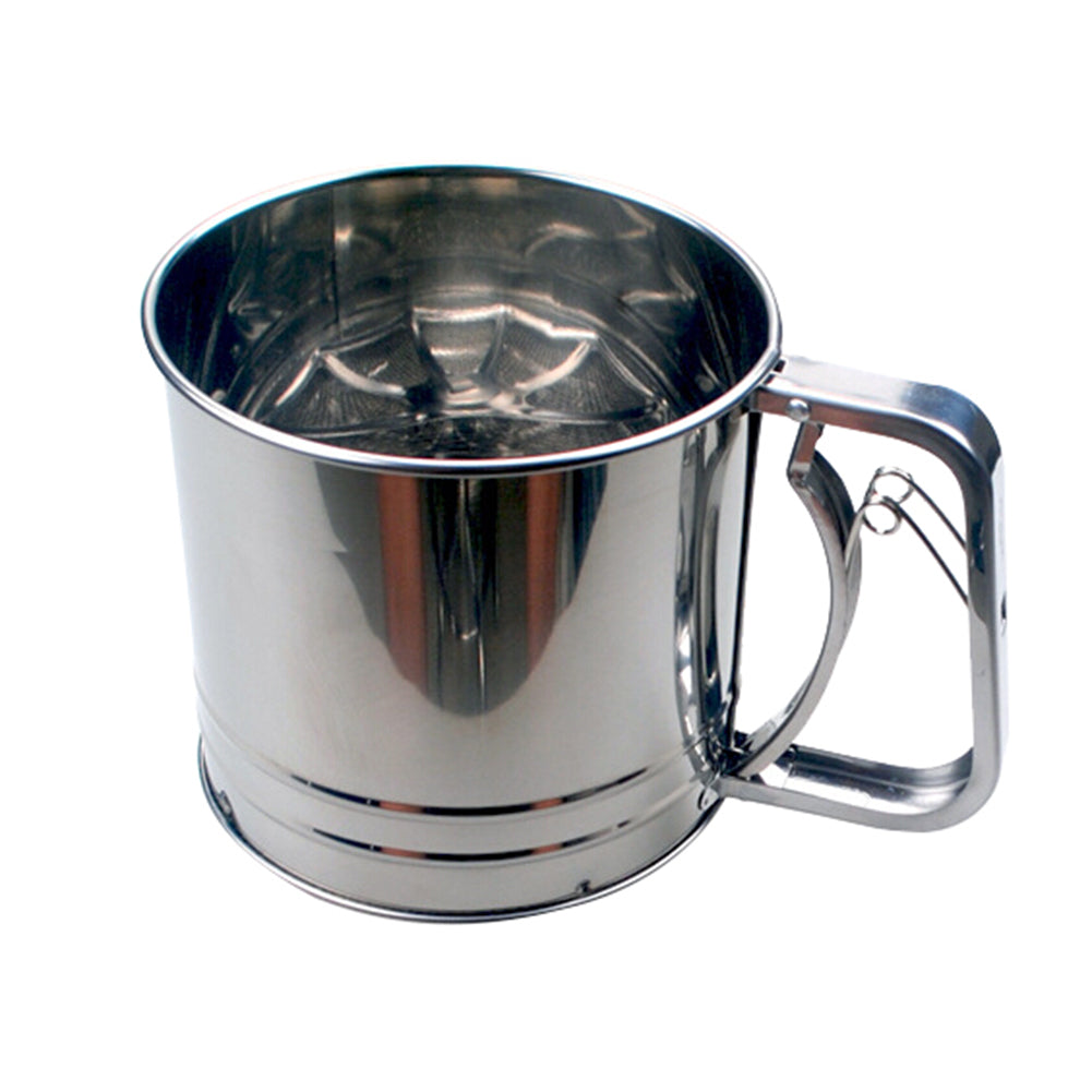 Stainless Steel Manual Dual-Layer Powder Flour Sieve Cup Mesh Filter Baking Tool