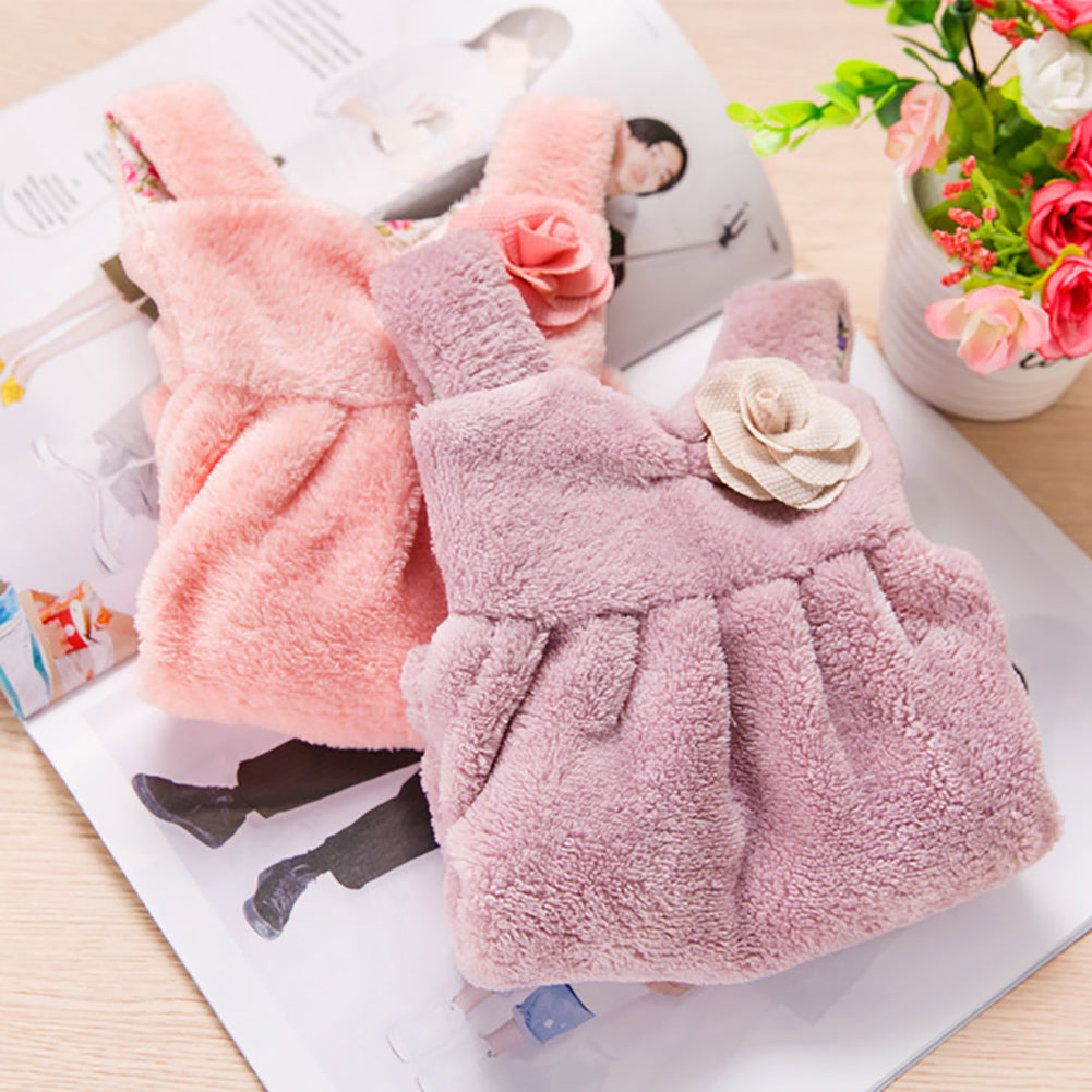 Lovely Dress Super Absorbent Coral Velvet Bathroom Kitchen Hanger Hand Towel