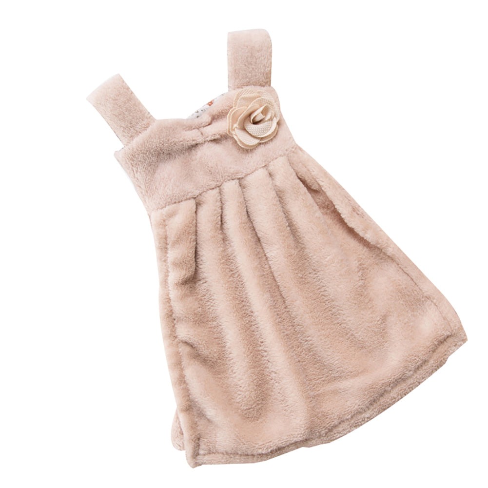 Lovely Dress Super Absorbent Coral Velvet Bathroom Kitchen Hanger Hand Towel