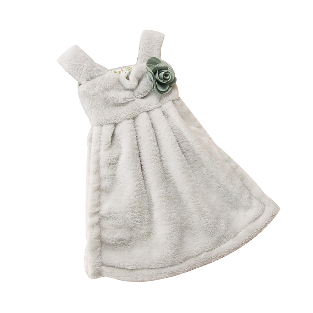 Lovely Dress Super Absorbent Coral Velvet Bathroom Kitchen Hanger Hand Towel