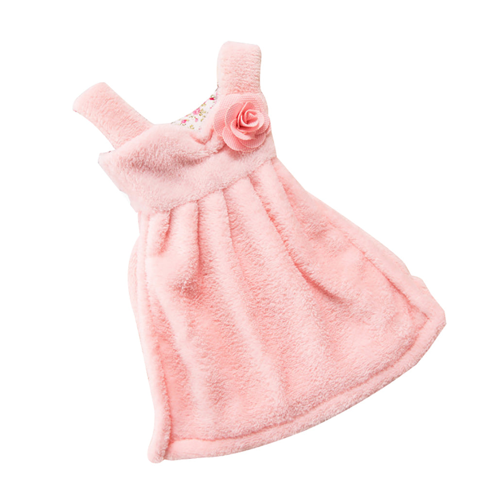 Lovely Dress Super Absorbent Coral Velvet Bathroom Kitchen Hanger Hand Towel