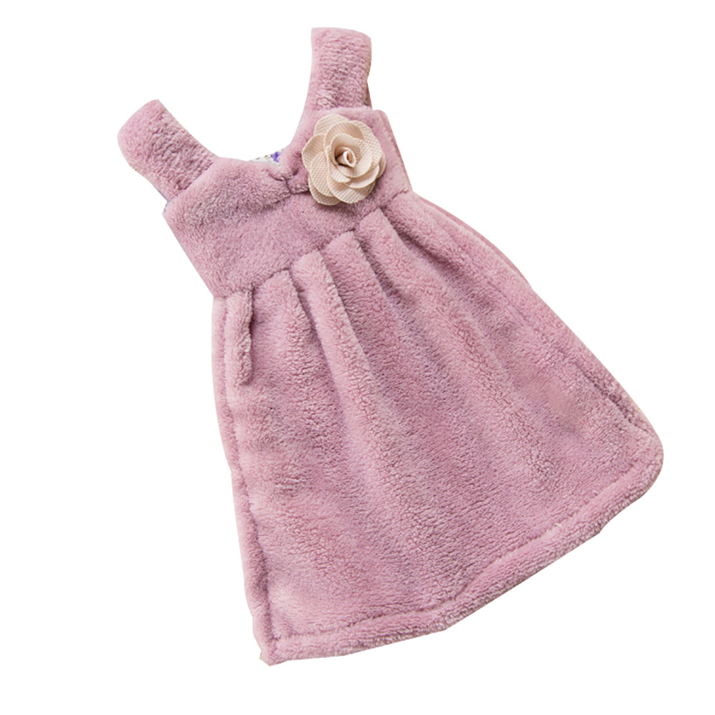 Lovely Dress Super Absorbent Coral Velvet Bathroom Kitchen Hanger Hand Towel