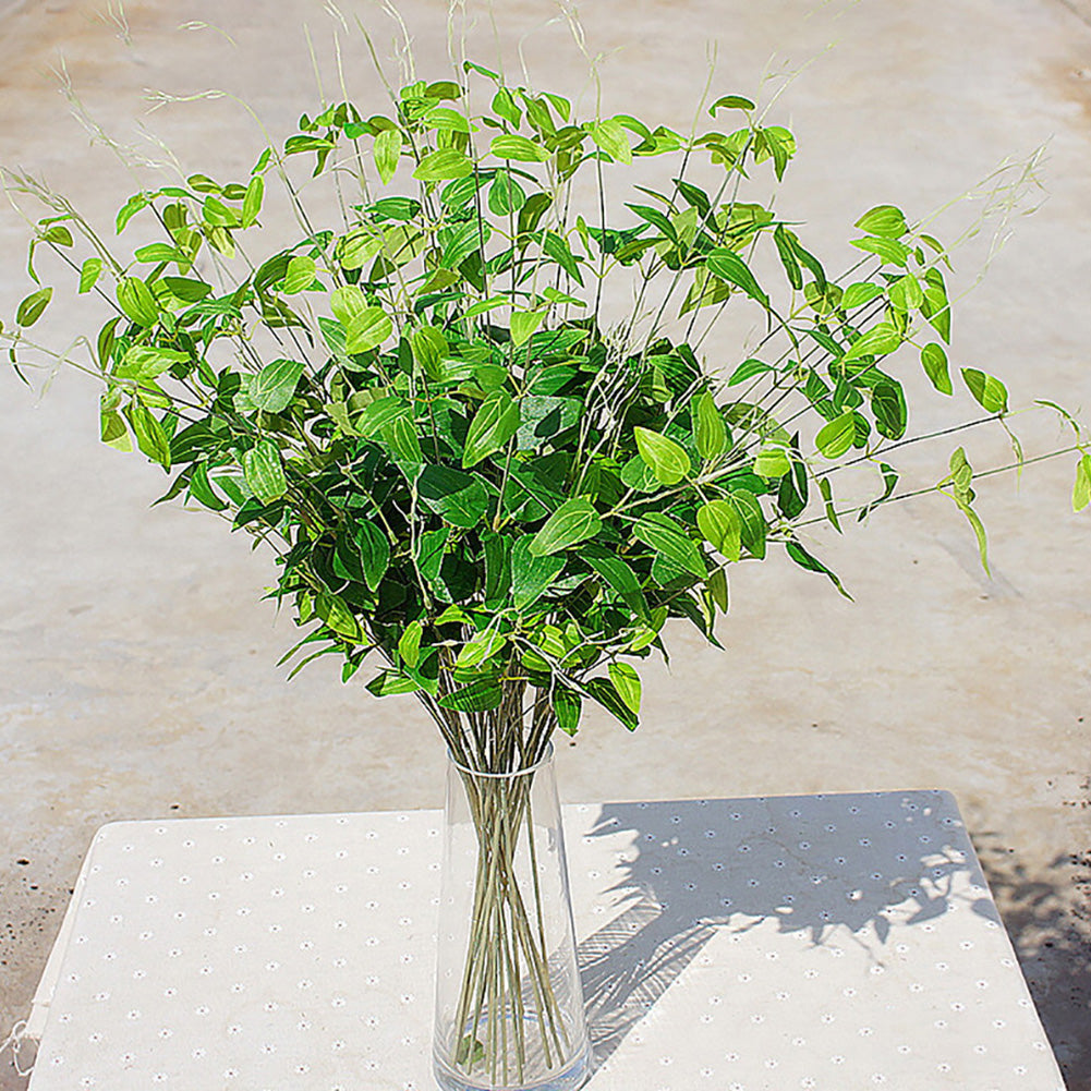 1Pc/4 Branches Artificial Green Leaves Fake Plant Home Wedding Garden Decor