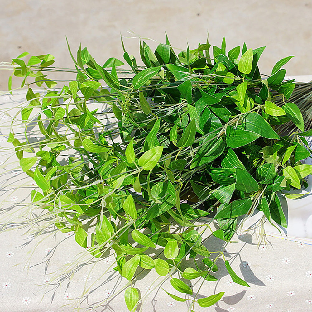 1Pc/4 Branches Artificial Green Leaves Fake Plant Home Wedding Garden Decor