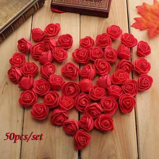 50Pcs Mini 3.5cm Foam Roses Artificial Flower Wedding Bride Bouquet Party Decor