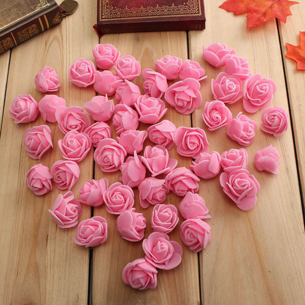 50Pcs Mini 3.5cm Foam Roses Artificial Flower Wedding Bride Bouquet Party Decor
