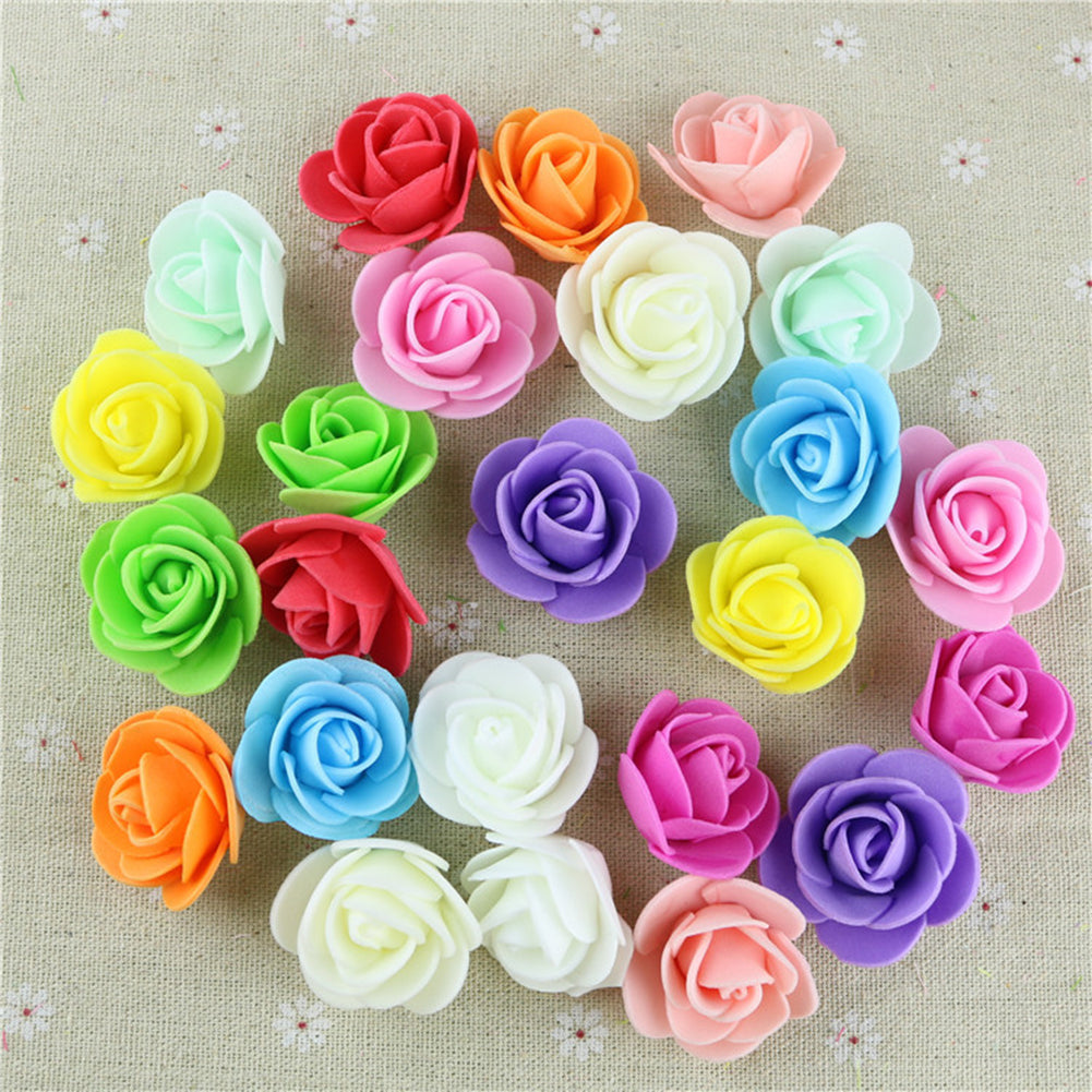 50Pcs Mini 3.5cm Foam Roses Artificial Flower Wedding Bride Bouquet Party Decor