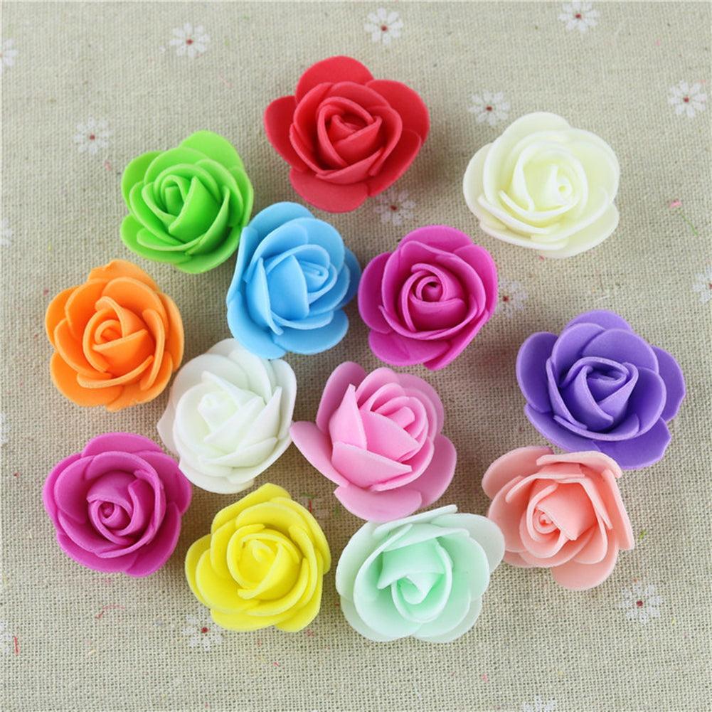 50Pcs Mini 3.5cm Foam Roses Artificial Flower Wedding Bride Bouquet Party Decor