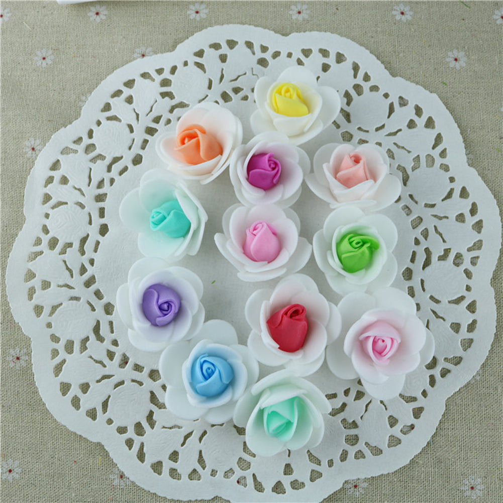 50Pcs Mini 3.5cm Foam Roses Artificial Flower Wedding Bride Bouquet Party Decor