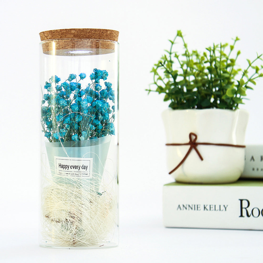 Dry Flower Glass Jar Display LED Light Desk Table Holiday Office Home Decoration
