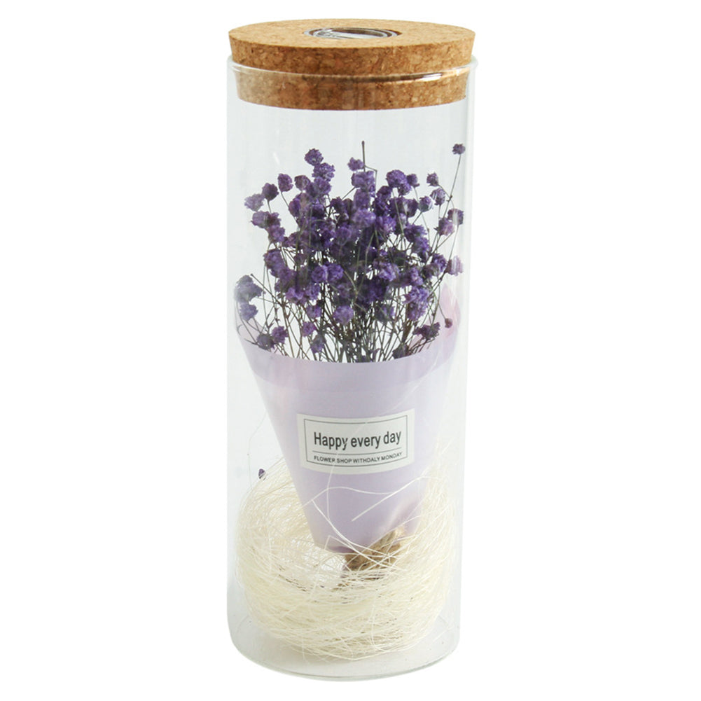 Dry Flower Glass Jar Display LED Light Desk Table Holiday Office Home Decoration