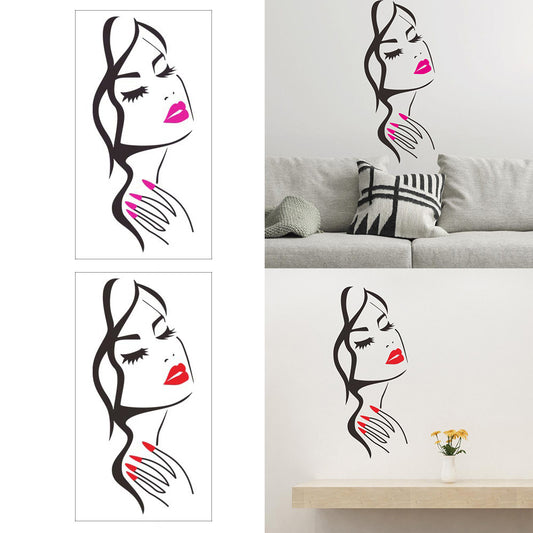 Delicate Women Head Home Bathroom Removable Waterproof Wall Stickers Decals