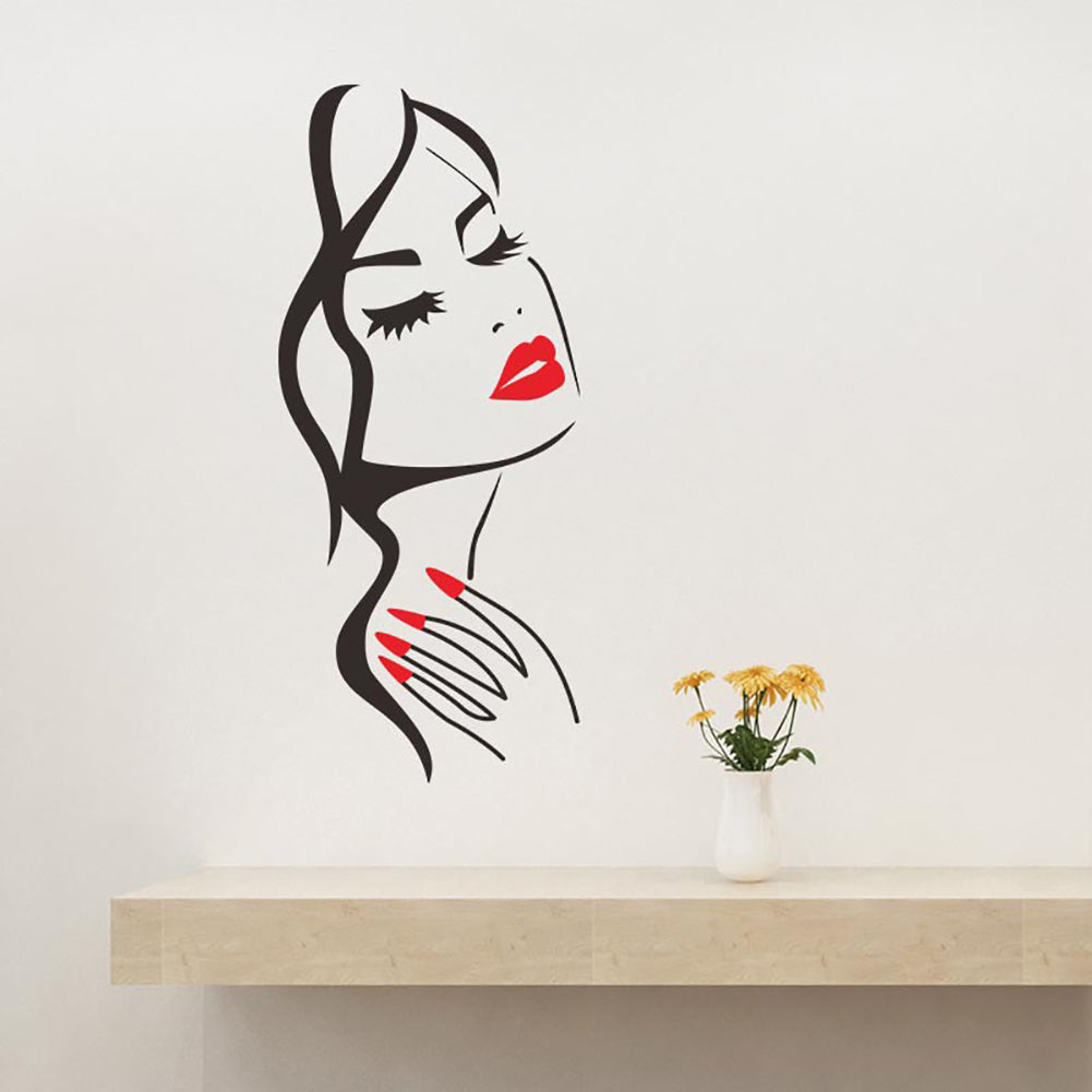 Delicate Women Head Home Bathroom Removable Waterproof Wall Stickers Decals