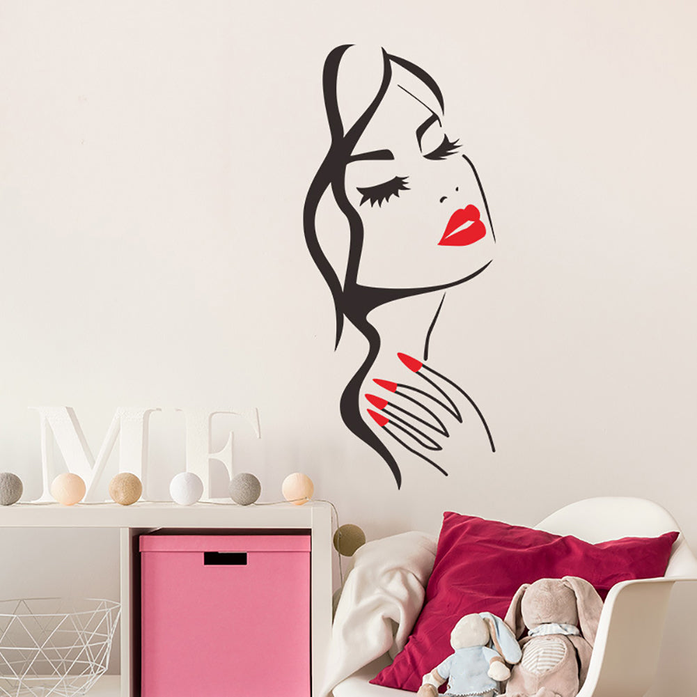 Delicate Women Head Home Bathroom Removable Waterproof Wall Stickers Decals
