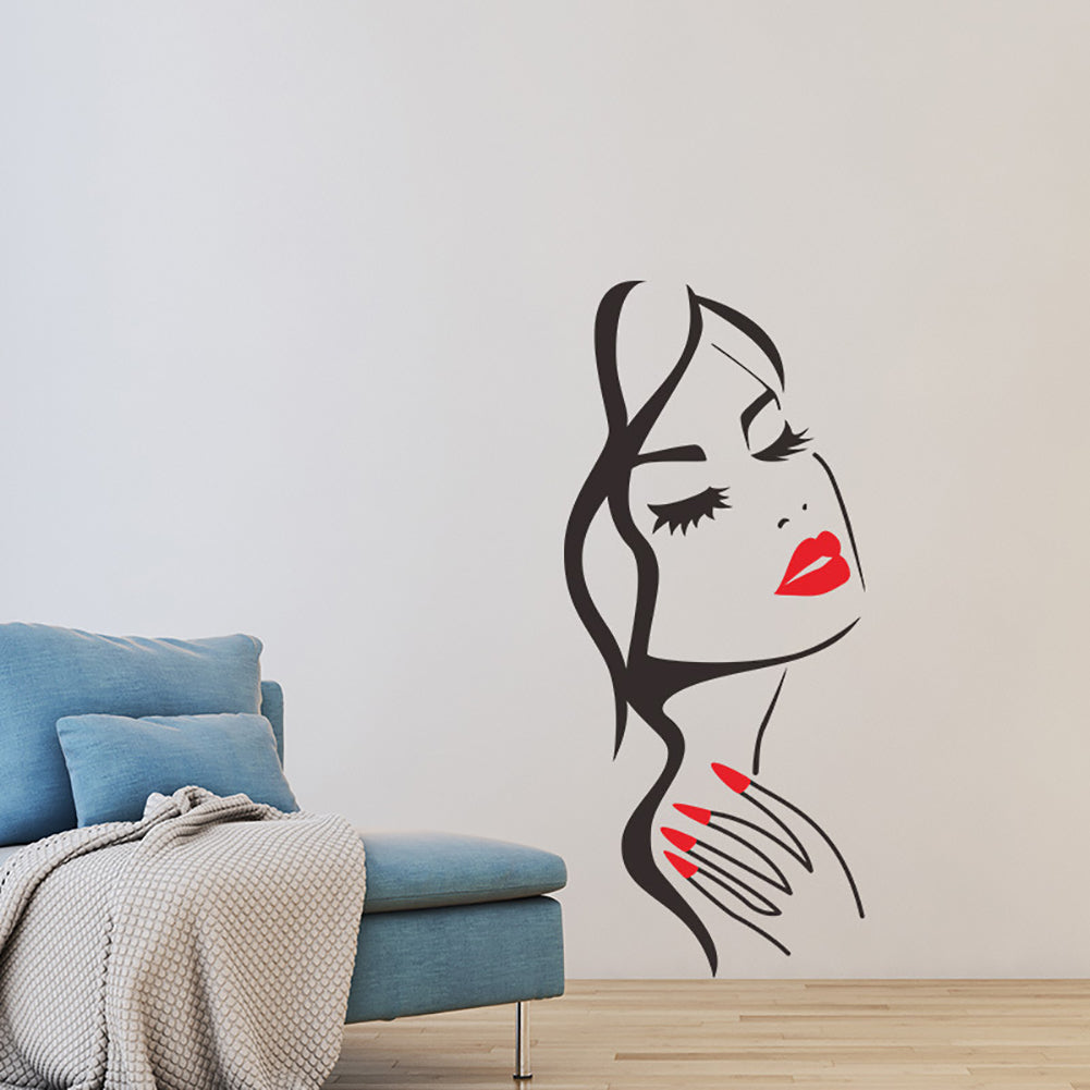Delicate Women Head Home Bathroom Removable Waterproof Wall Stickers Decals