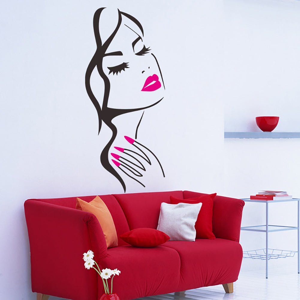 Delicate Women Head Home Bathroom Removable Waterproof Wall Stickers Decals