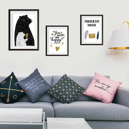 3Pcs/Set Bear Letters Wall Art Painting Decals Sticker Living Room Bedroom Decor