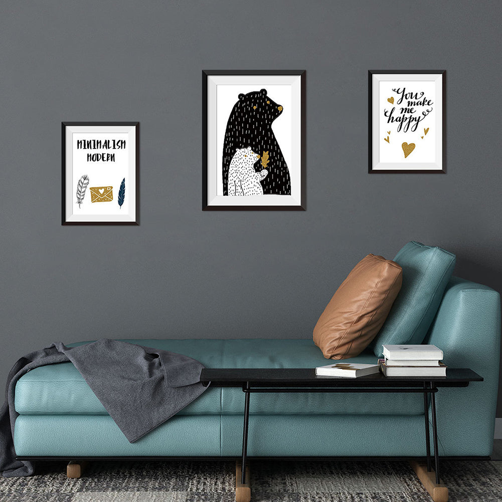 3Pcs/Set Bear Letters Wall Art Painting Decals Sticker Living Room Bedroom Decor