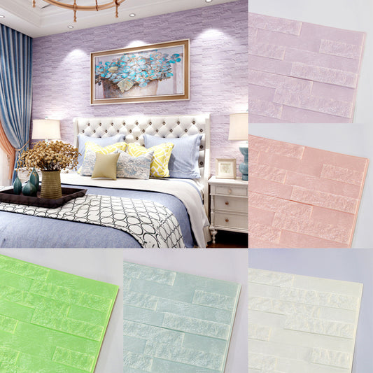 Creative Living Room Decor 3D PE Foam Embossed Brick Stone Wall Sticker Decal