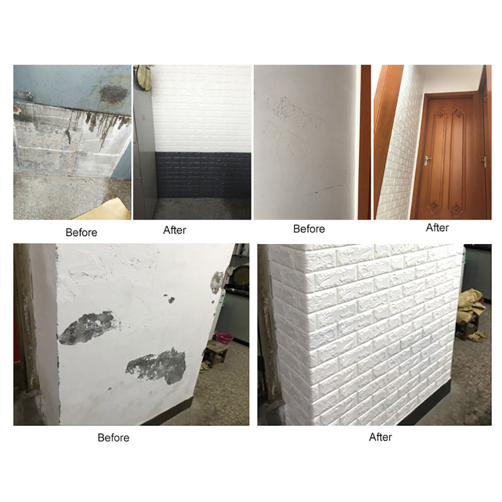 Creative Living Room Decor 3D PE Foam Embossed Brick Stone Wall Sticker Decal