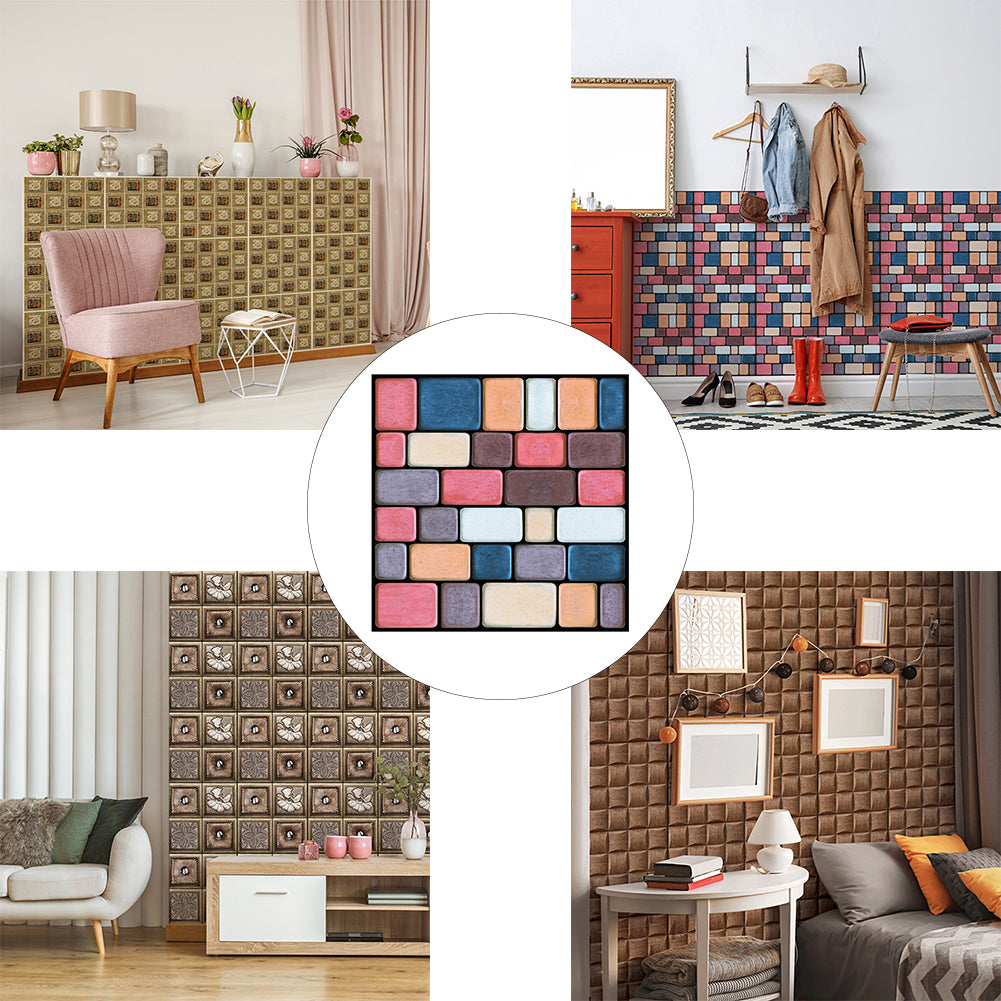 3D Effect Tile Wall Sticker Kitchen Bathroom Anti-collision DIY Decal Decoration