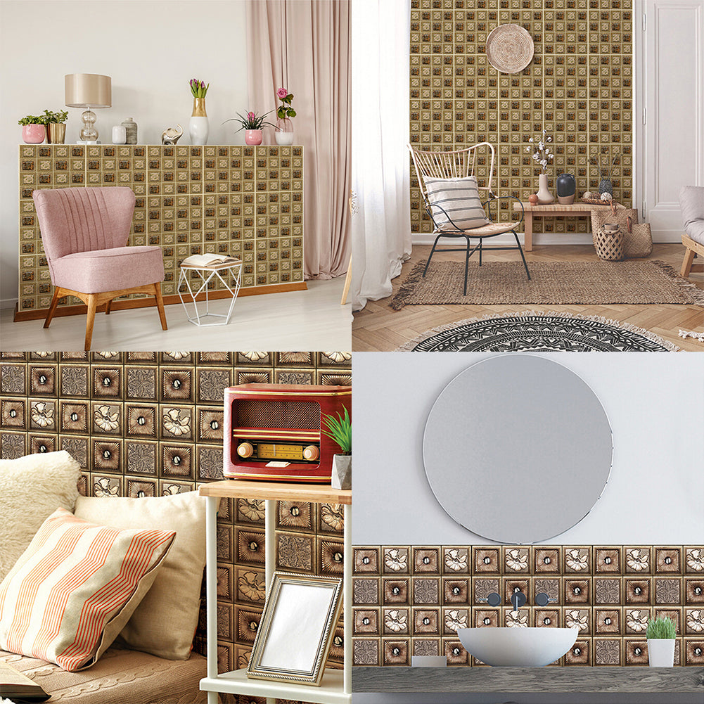 3D Effect Tile Wall Sticker Kitchen Bathroom Anti-collision DIY Decal Decoration