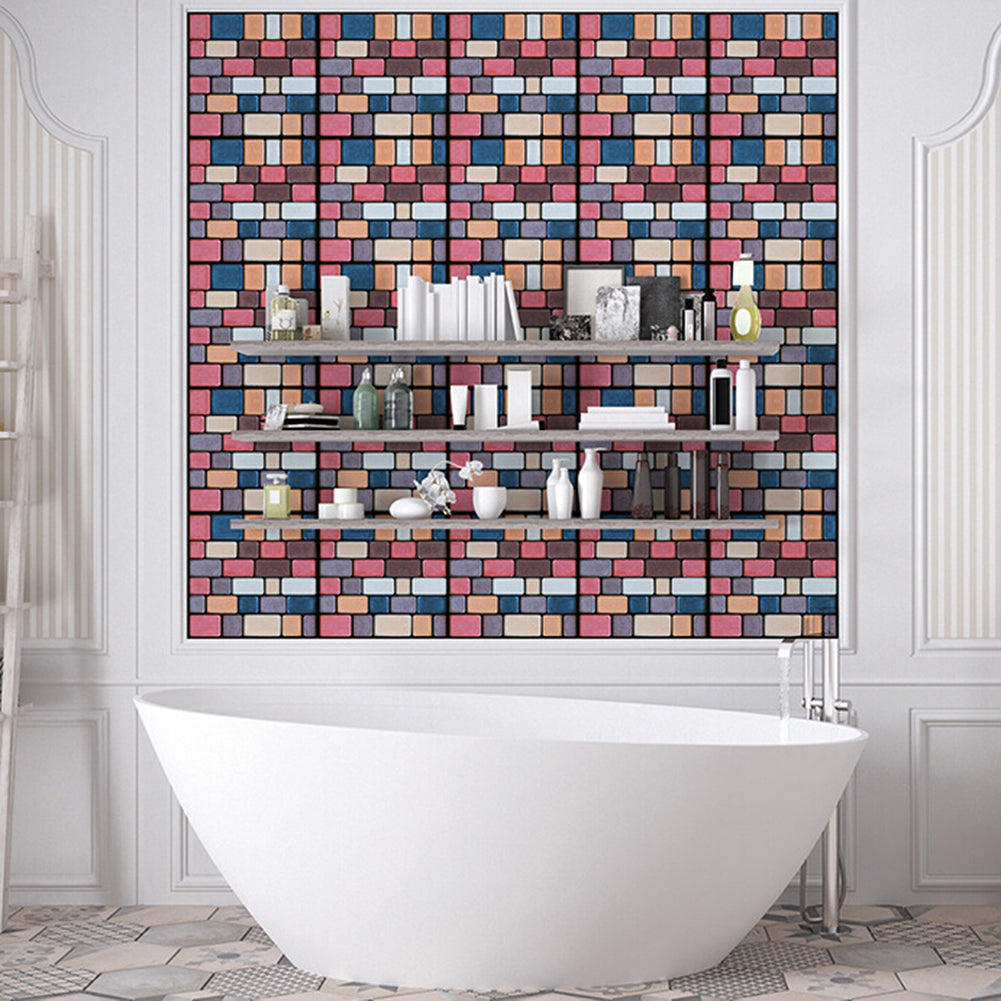 3D Effect Tile Wall Sticker Kitchen Bathroom Anti-collision DIY Decal Decoration
