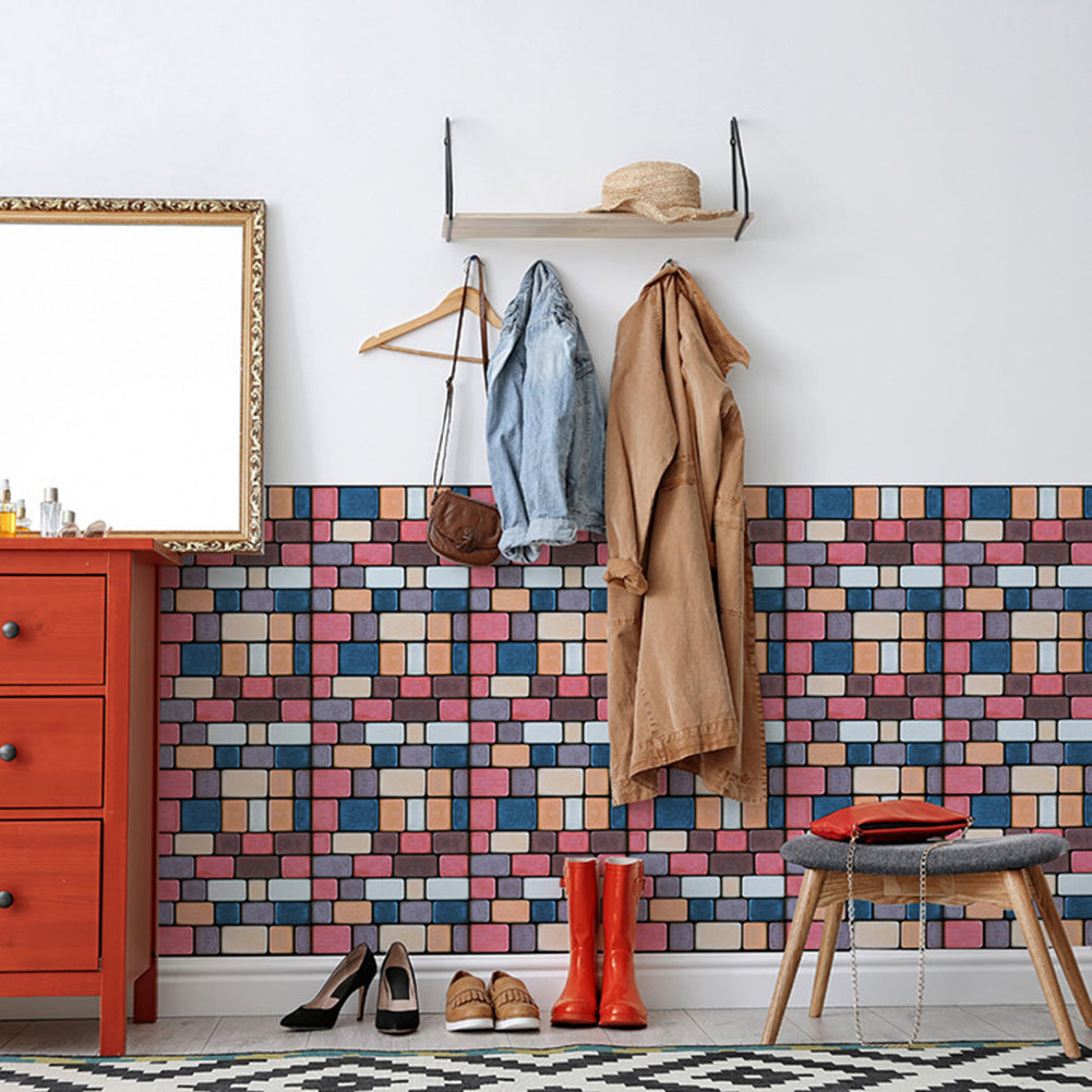 3D Effect Tile Wall Sticker Kitchen Bathroom Anti-collision DIY Decal Decoration