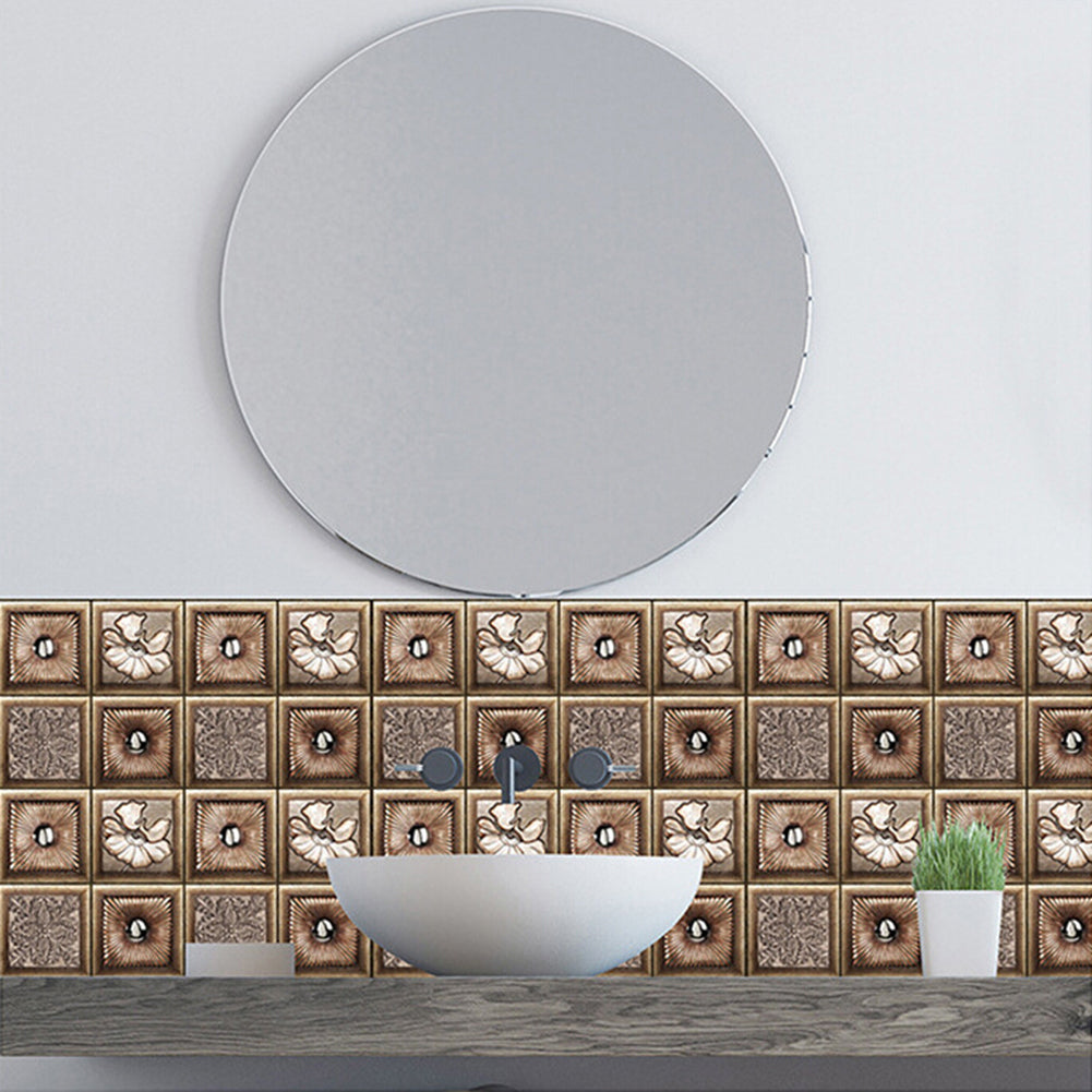 3D Effect Tile Wall Sticker Kitchen Bathroom Anti-collision DIY Decal Decoration