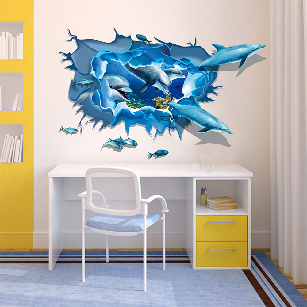 3D Dolphins Removable Wall Sticker Decal Home Living Room Bedroom Wall Decor